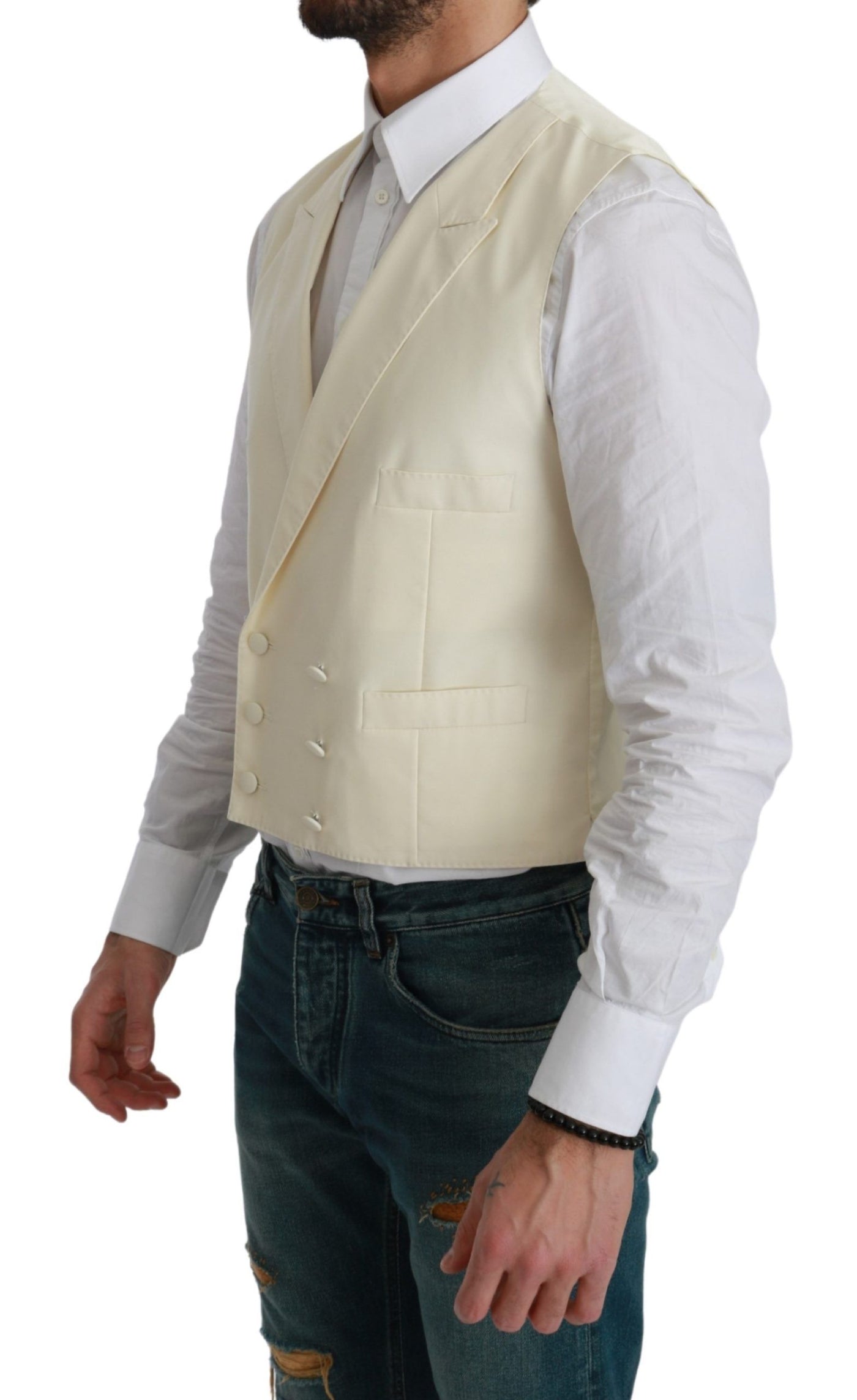 White Waistcoat Formal Wool  Vest