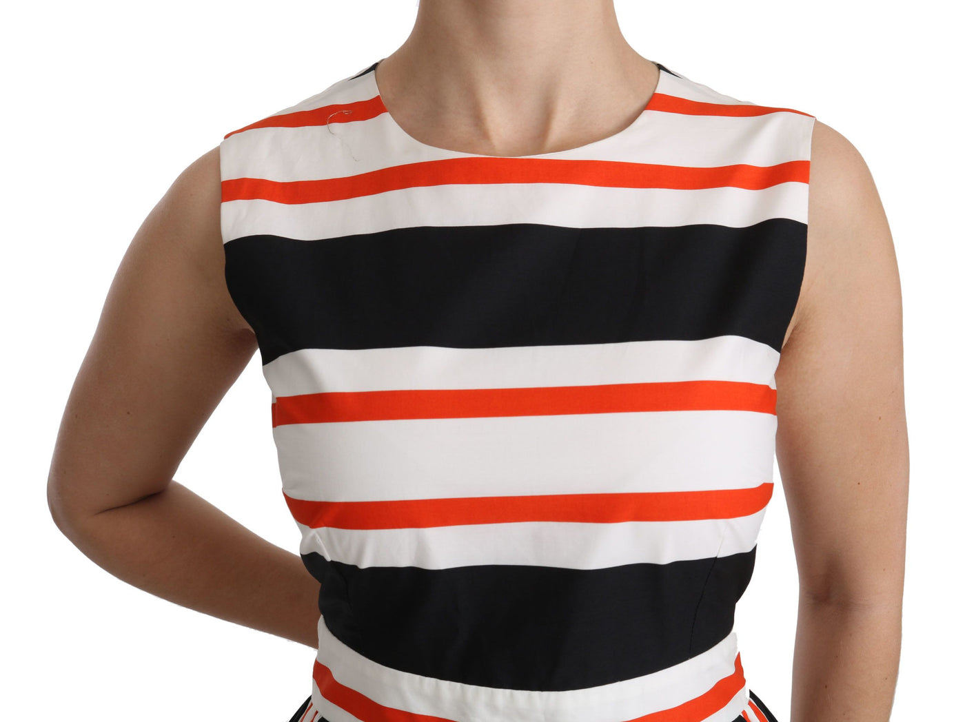 Multicolor Stripes A-Line Pleated Midi Dress