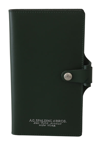 Green Bifold Travel Holder Leather Wallet