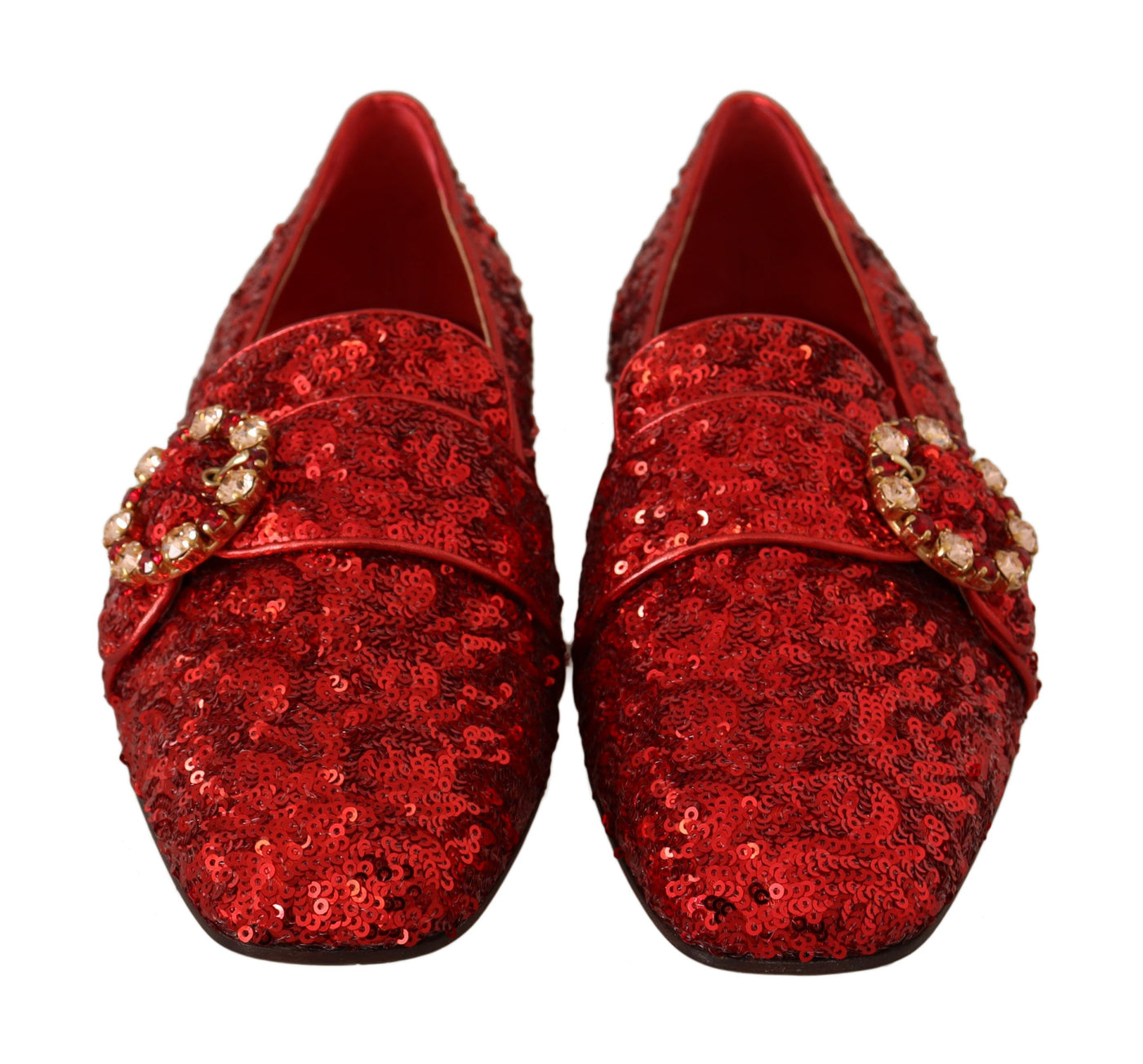 Red Sequin Crystal Flat Women Loafers Shoes