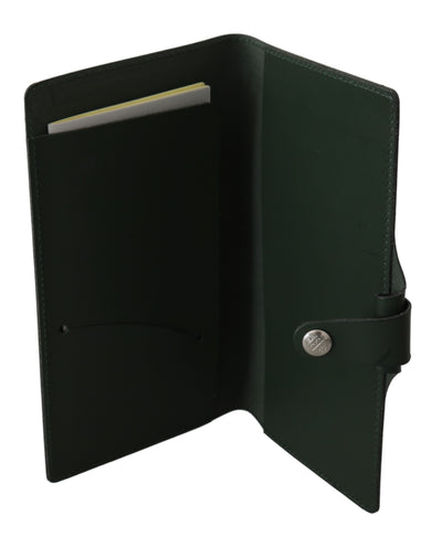 Green Bifold Travel Holder Leather Wallet