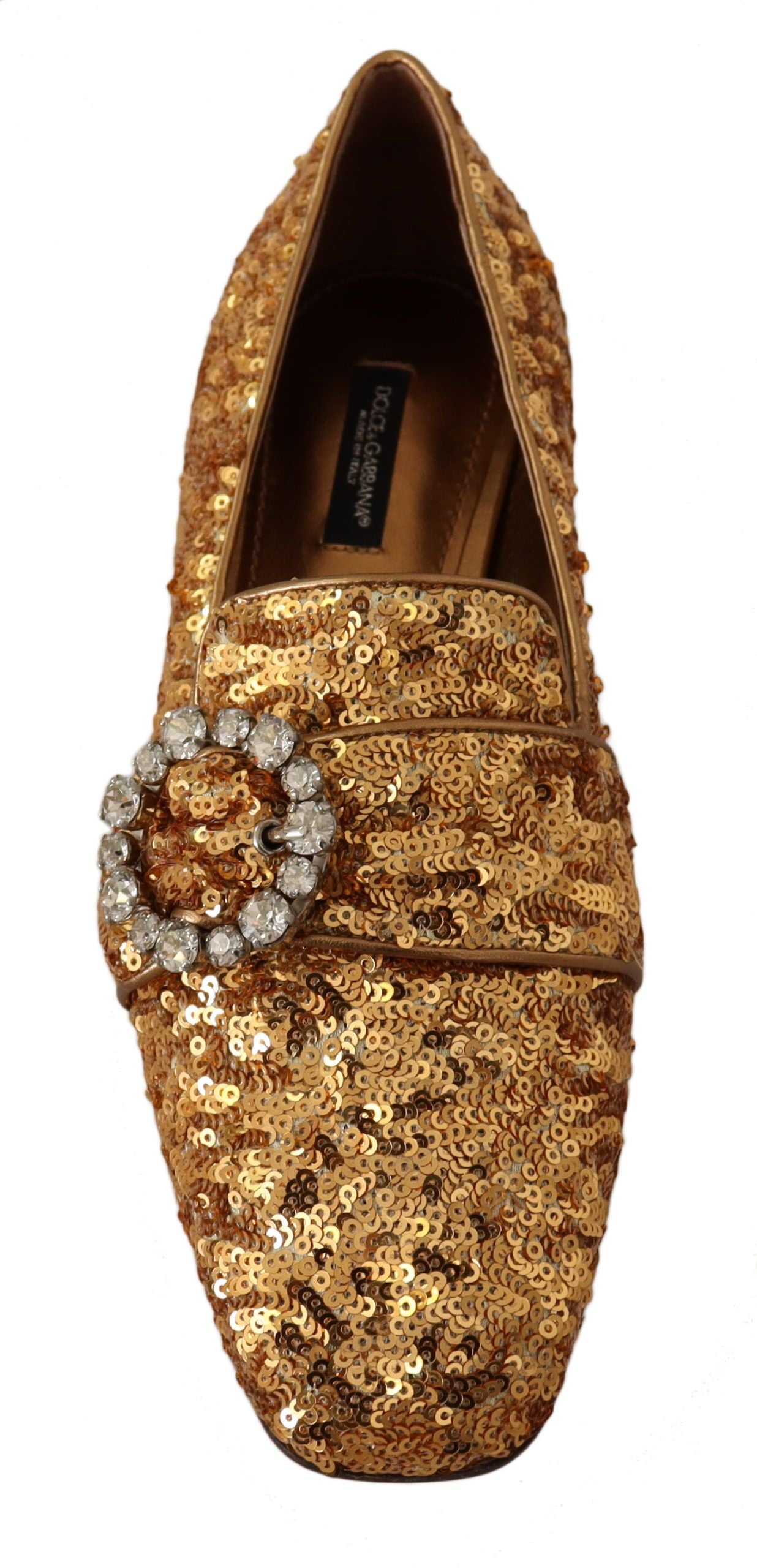 Gold Sequin Crystal Flat Women Loafers Shoes