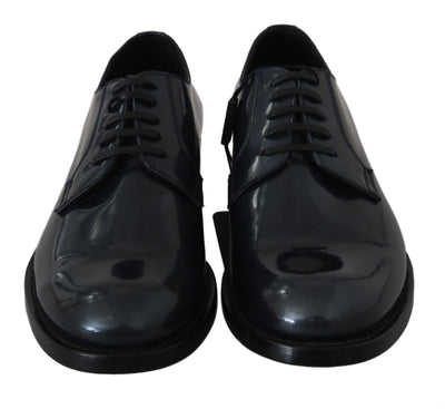 Blue Leather Derby Dress Formal Shoes