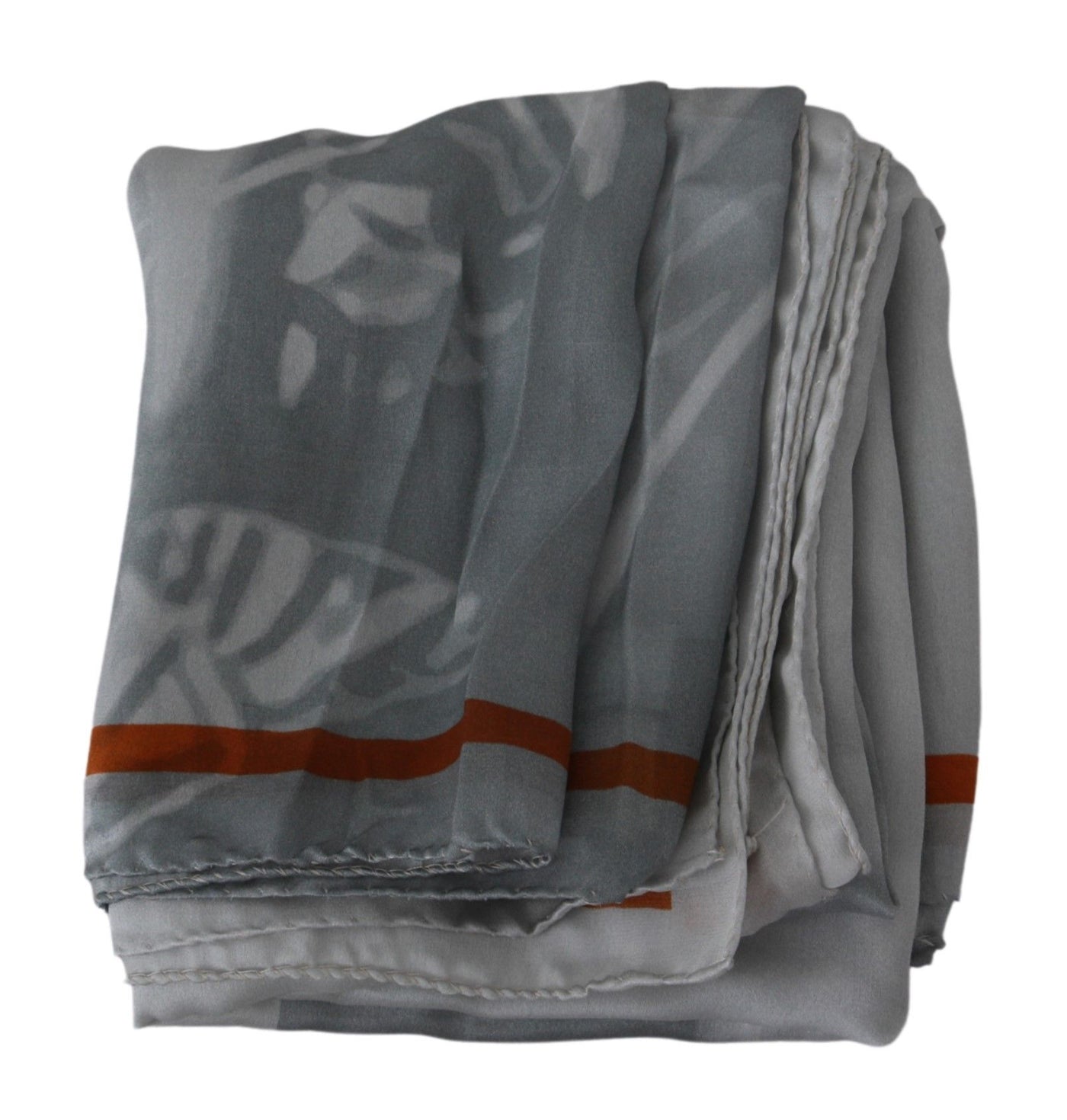 Gray Red Silk Shawl Foulard Wrap Scarf