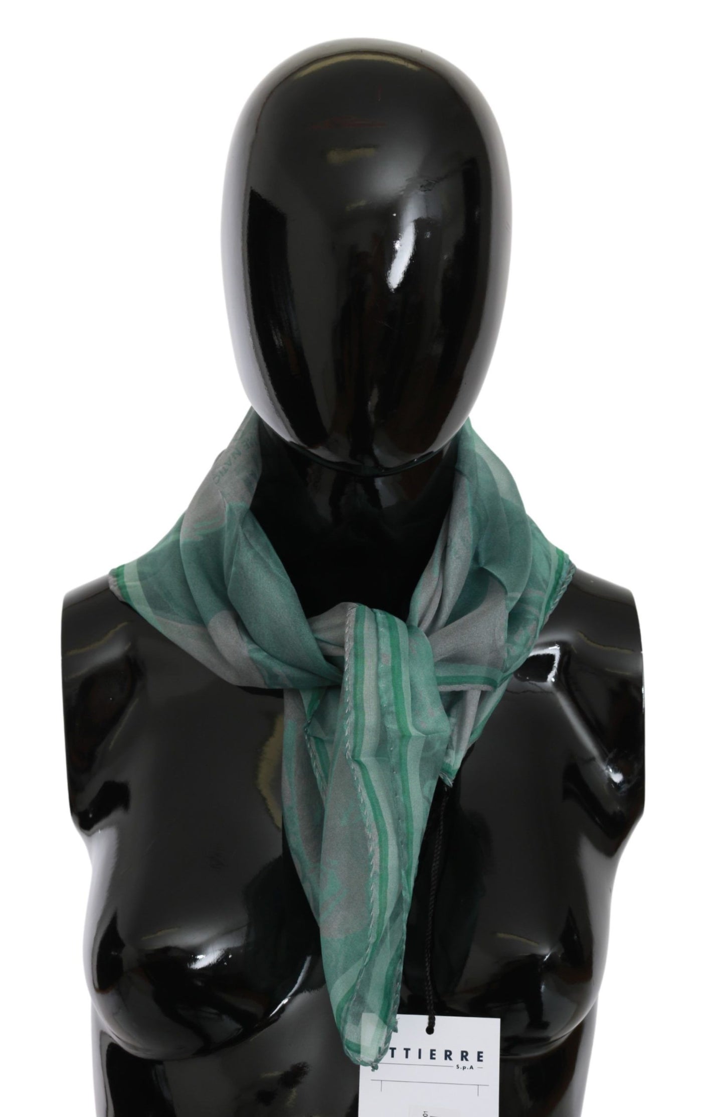 Green Silk Shawl Foulard Wrap Scarf