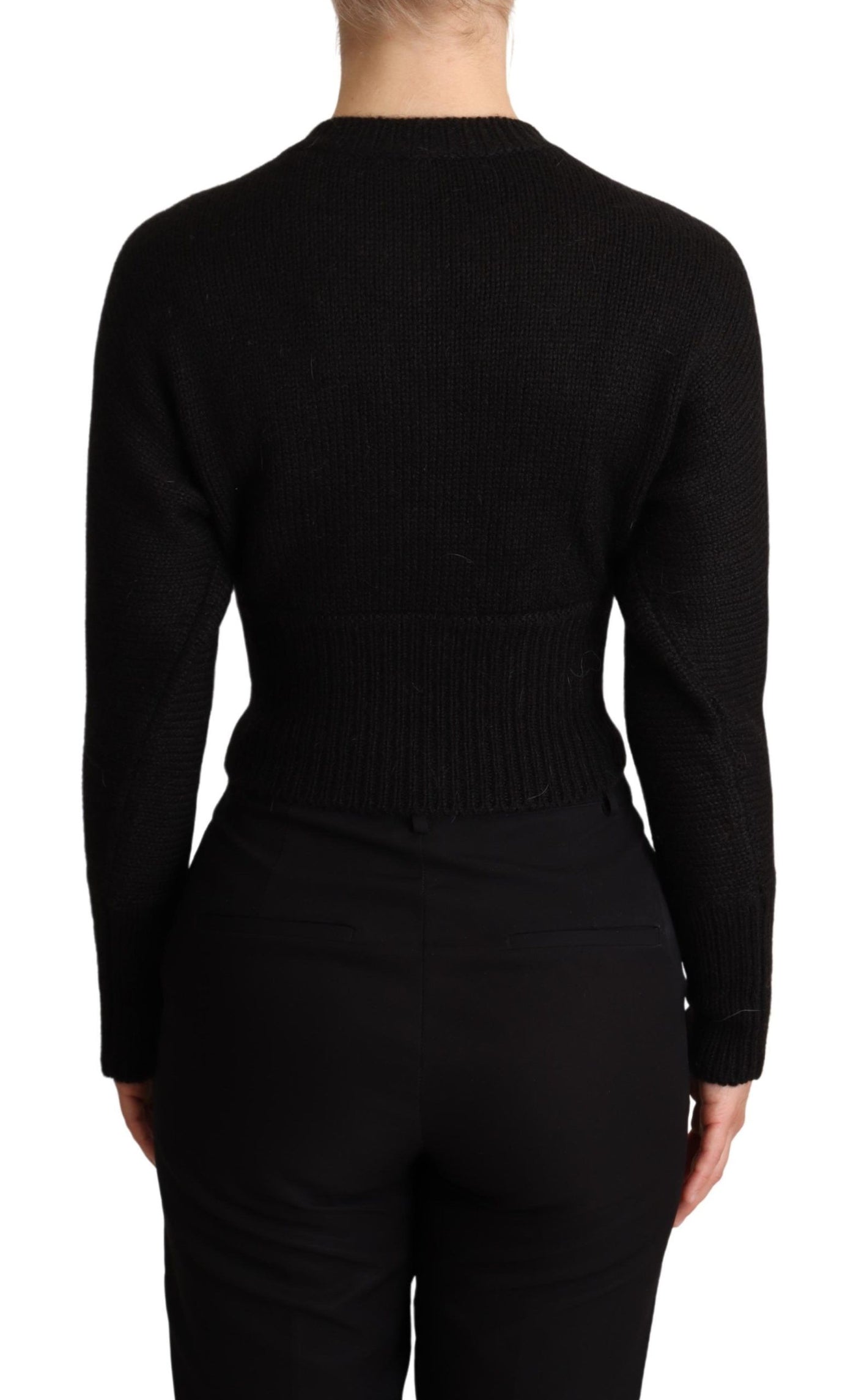 Black Button Embellished Cardigan Sweater