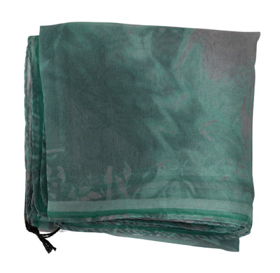 Green Silk Shawl Foulard Wrap Scarf