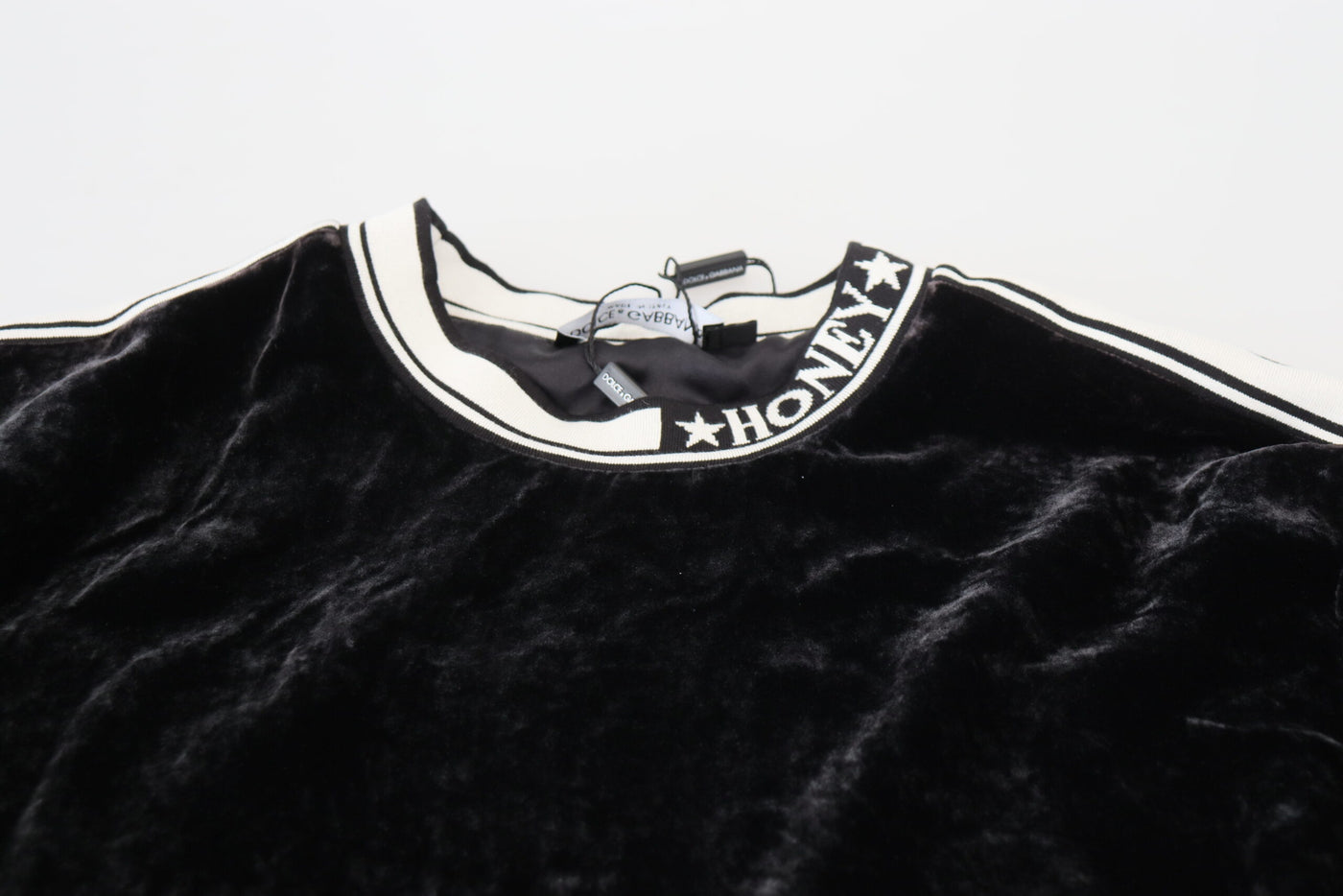 Black Velvet Crewneck Pullover Sweater