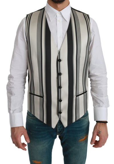 White Black Stripes Waistcoat Formal Vest