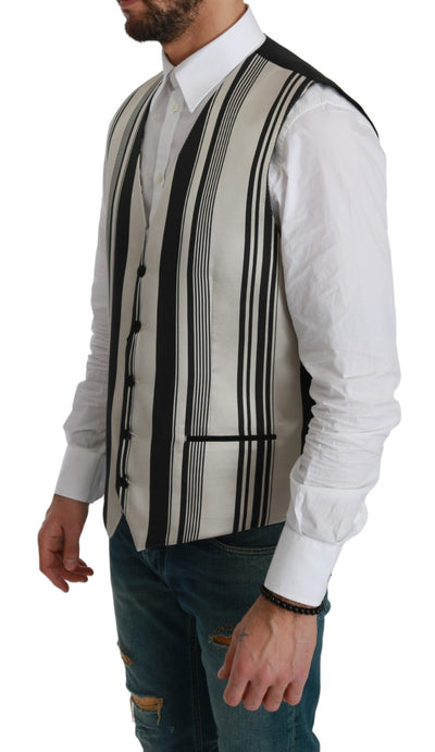 White Black Stripes Waistcoat Formal Vest