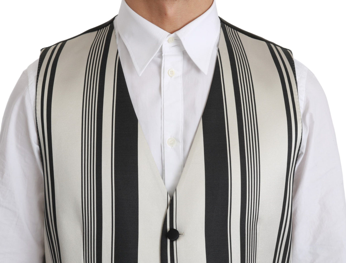 White Black Stripes Waistcoat Formal Vest