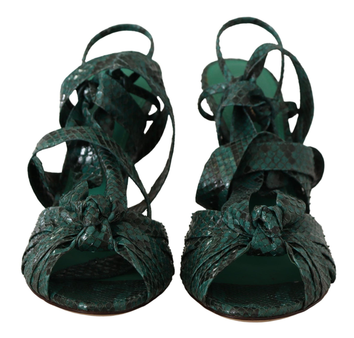 Green Python Strap Sandals Heels Shoes