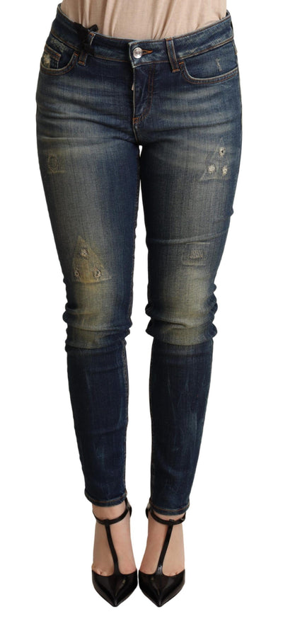 Dark Blue Skinny Denim Cotton Stretch Jeans