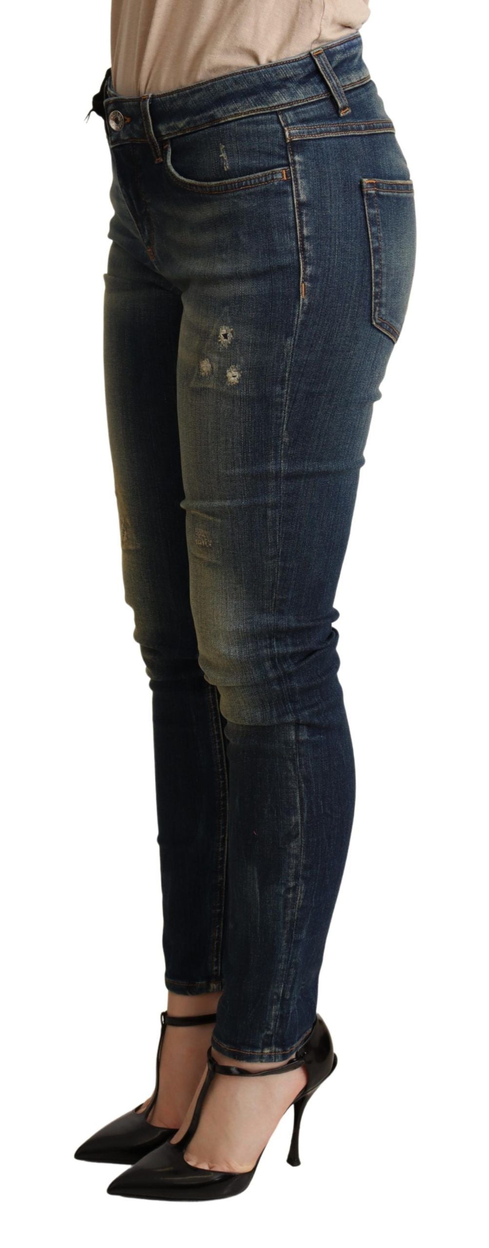 Dark Blue Skinny Denim Cotton Stretch Jeans