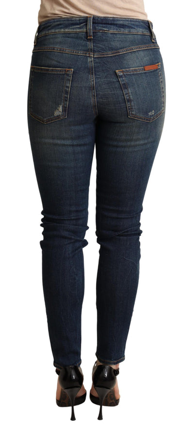 Dark Blue Skinny Denim Cotton Stretch Jeans