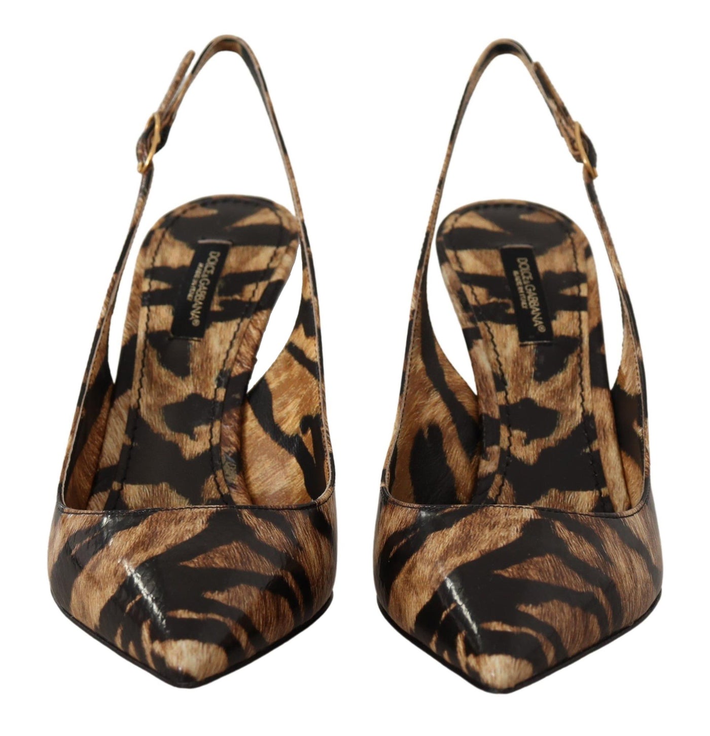 Brown Slingbacks Leather Tiger Shoes