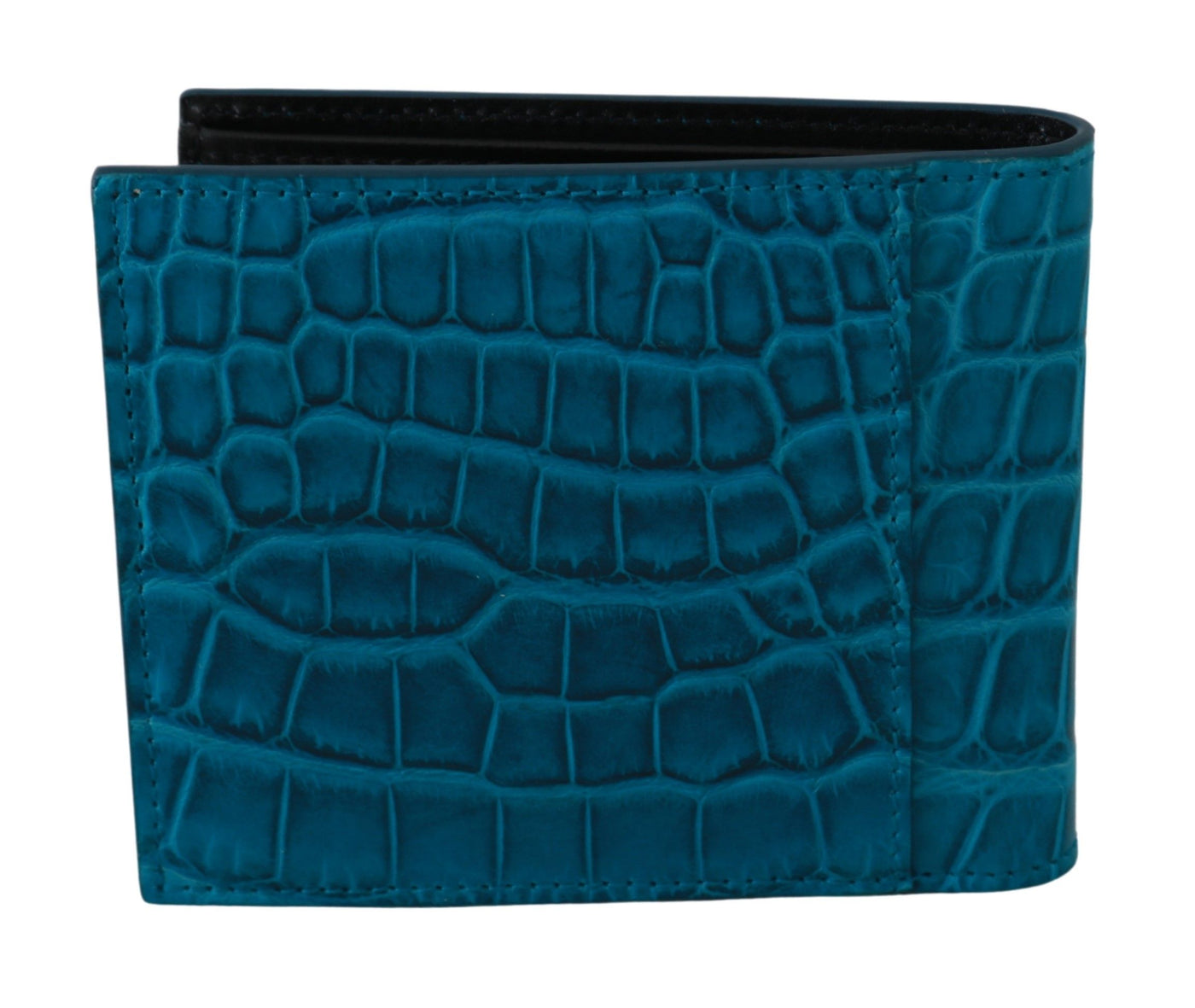 Blue Mens Card Holder Bifold Logo Exotic Skin Wallet