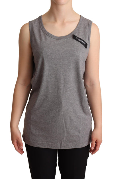 Gray Sleeveless Round Neck Tank Top T-shirt