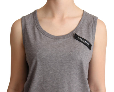 Gray Sleeveless Round Neck Tank Top T-shirt