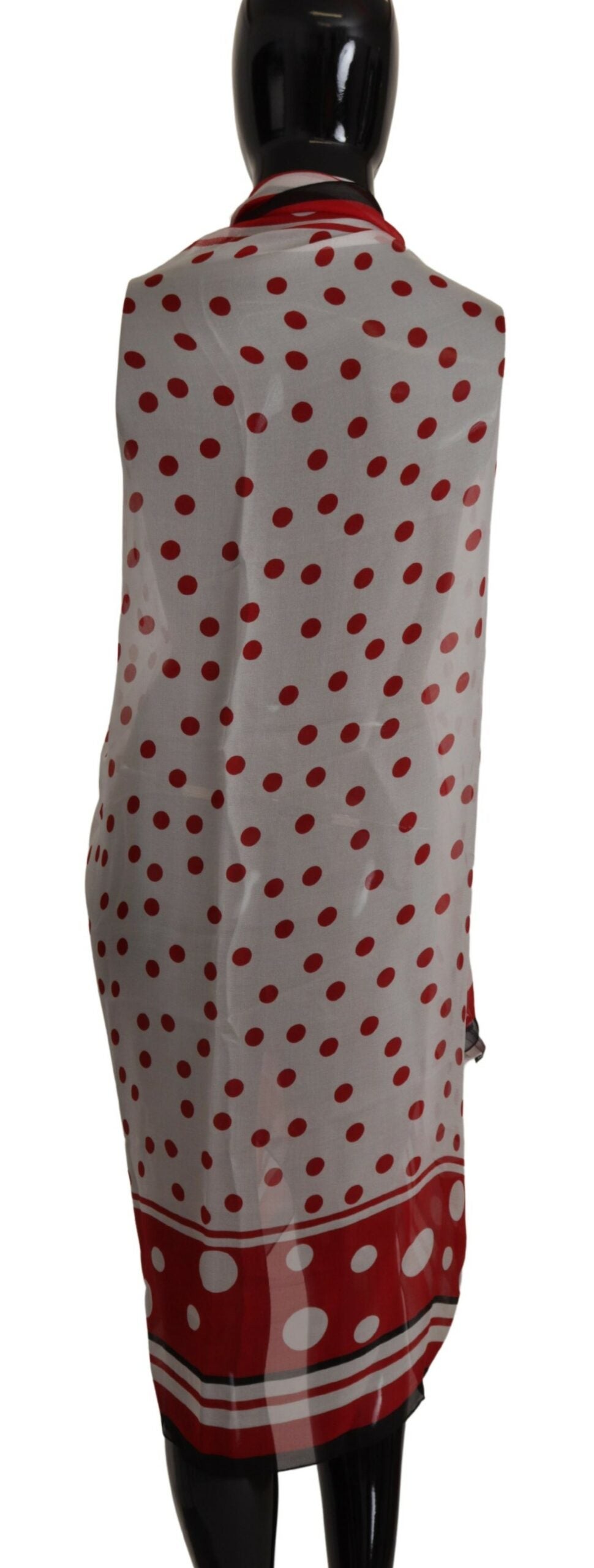 White Red Polka Dots Shawl Wrap Scarf