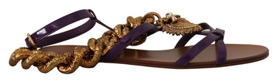 Purple Leather Devotion Flats Sandals Shoes