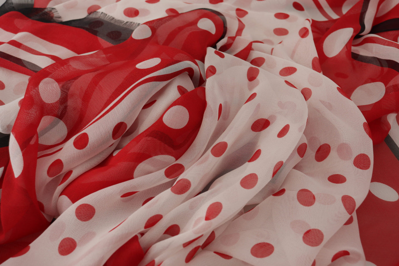 White Red Polka Dots Shawl Wrap Scarf