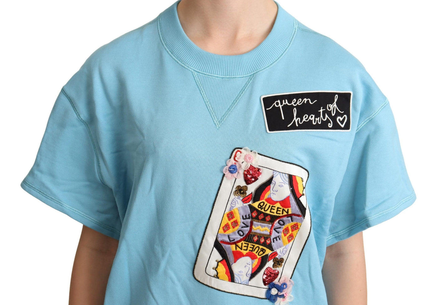 BLue Queen Of Hearts Card Sweater T-shirt