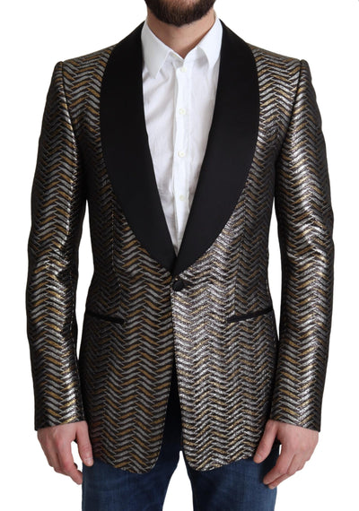 Multicolor Metallic Jacquard Polyester Blazer Jacket