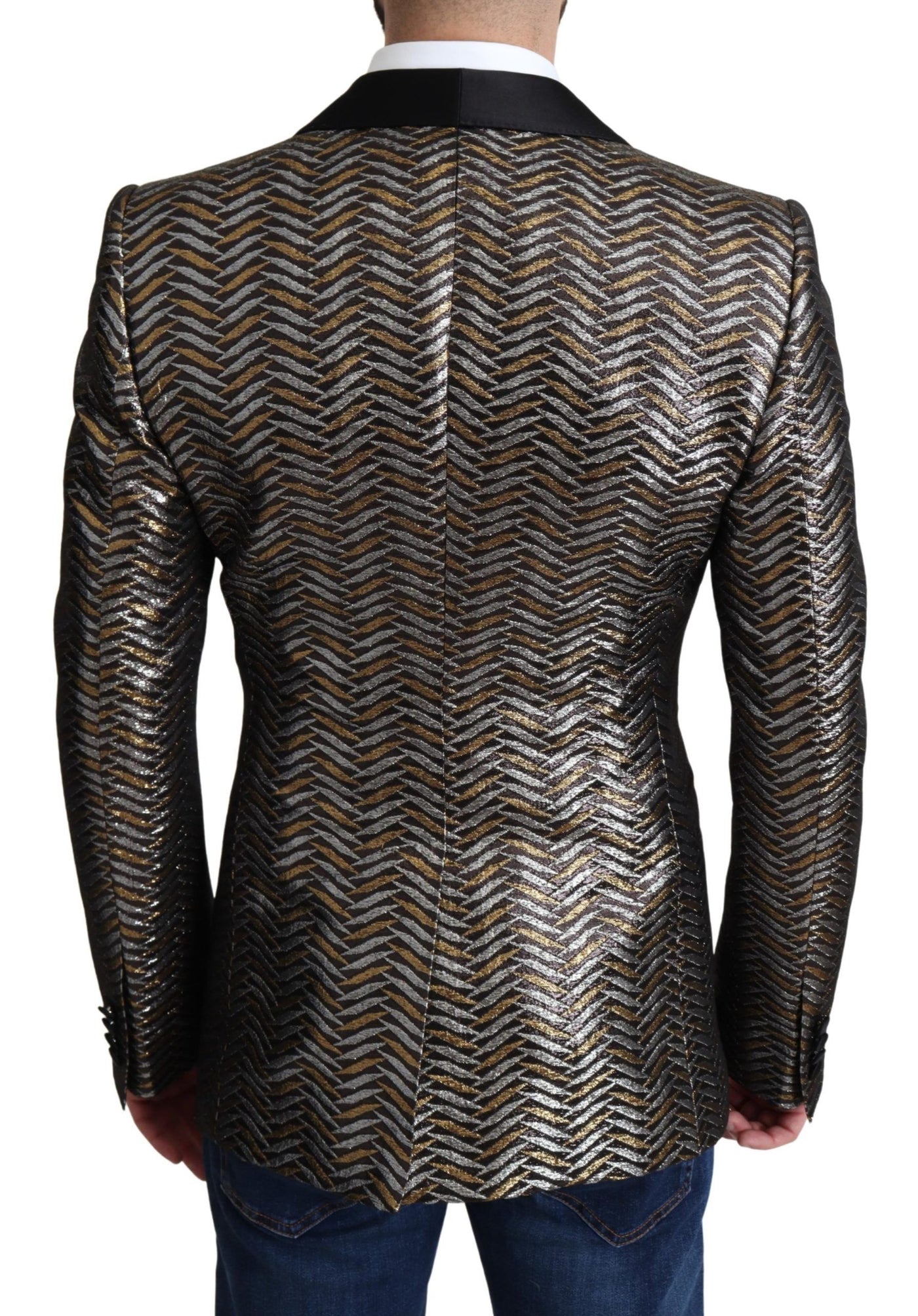 Multicolor Metallic Jacquard Polyester Blazer Jacket