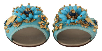 Blue Crystal Exotic Leather Blue Crystal Sandals