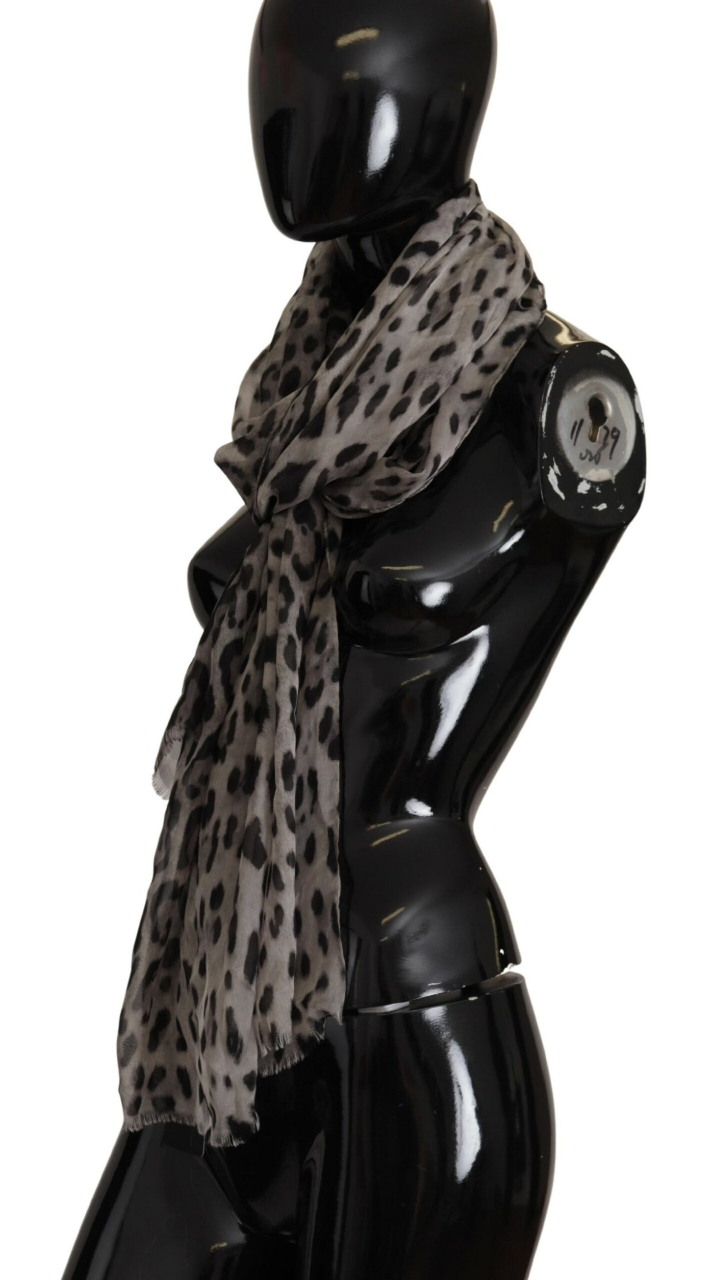 Brown Silk Leopard Print Shawl Wrap Scarf