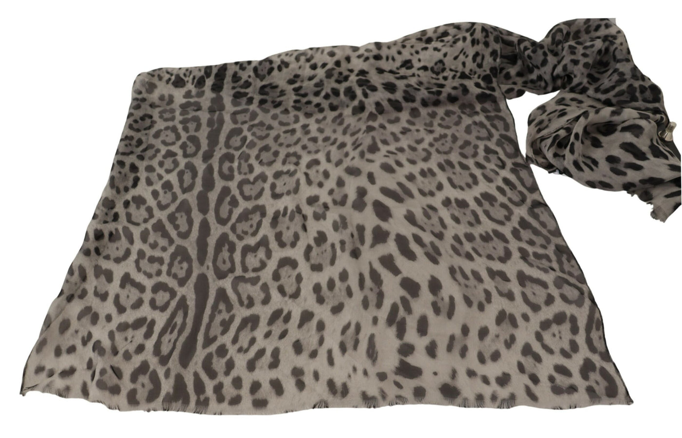 Brown Silk Leopard Print Shawl Wrap Scarf