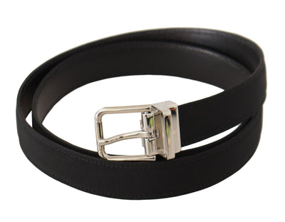 Black Canvas Silver Tone Metal Buckle Men Belt