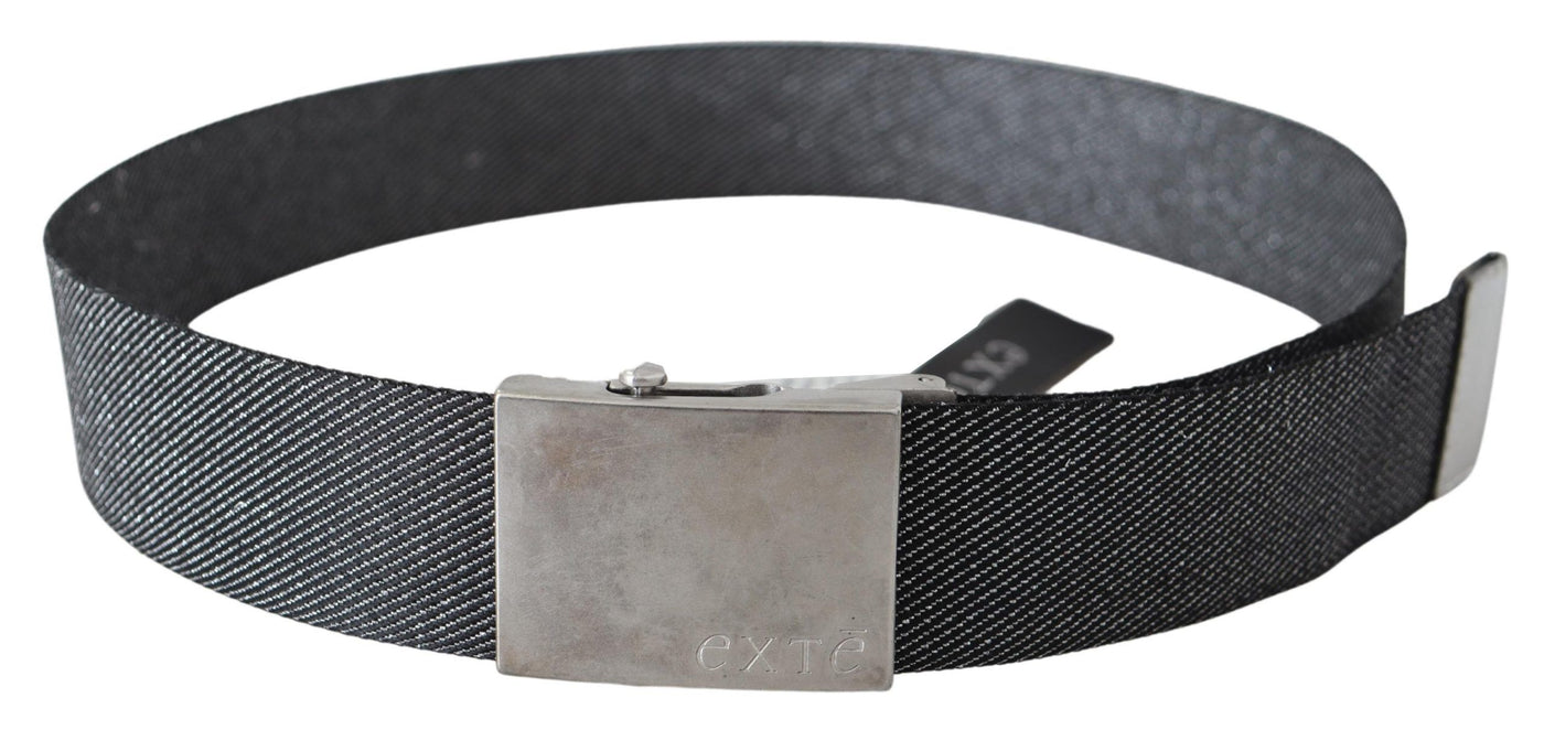 Black Silver Metal Brushed Buckle Waist Belt