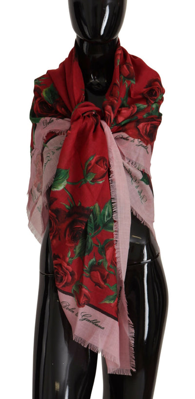 Multicolor Roses Cashmere Fringes Scarf