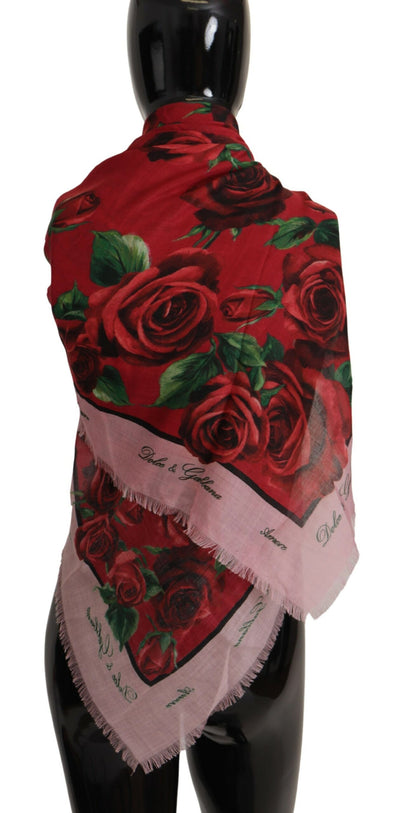 Multicolor Roses Cashmere Fringes Scarf