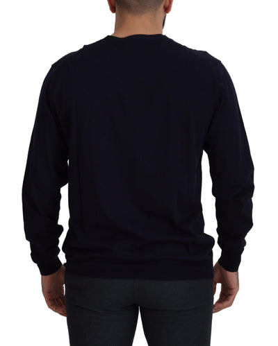 Black Cotton V-Neck Men Pullover Sweater