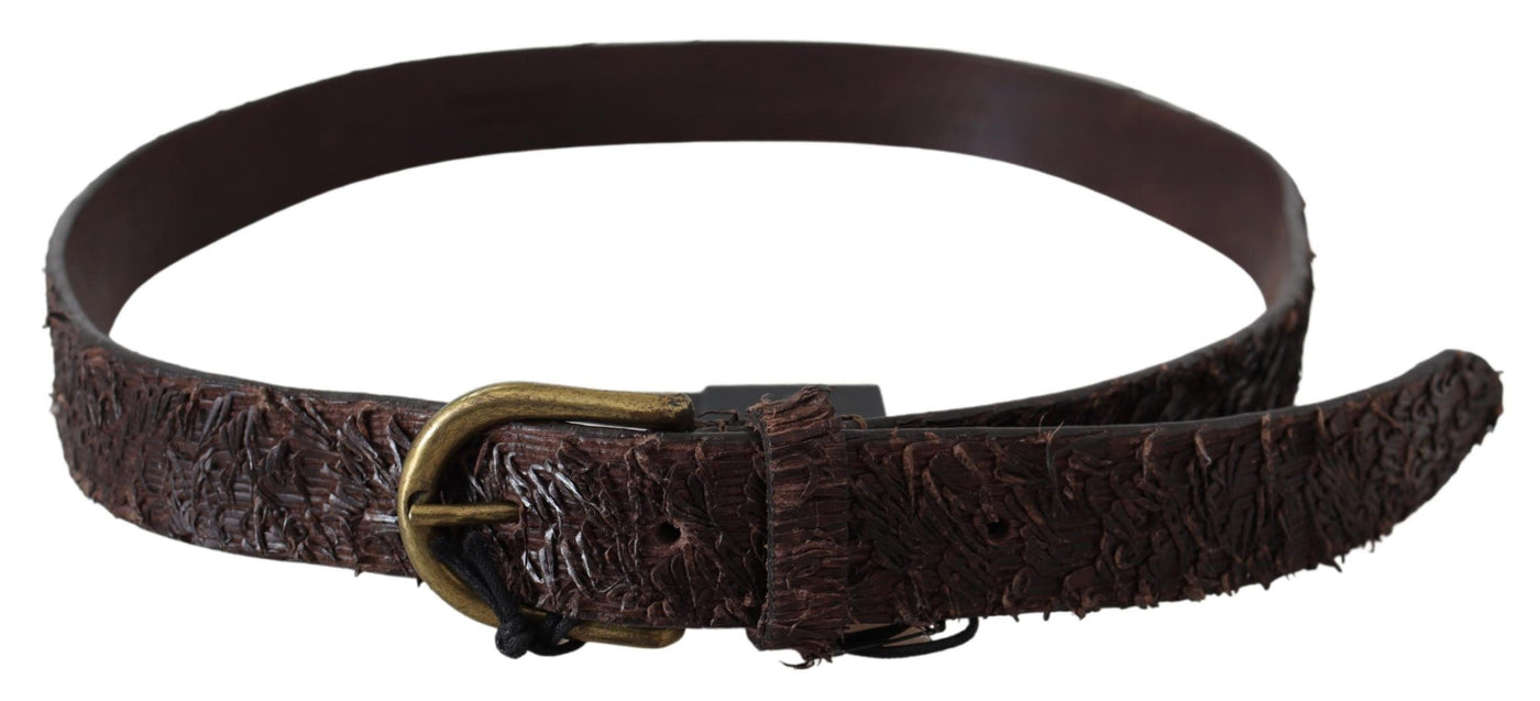 Dark Brown Genuine Leather Rustic Bronze Buckle Belt