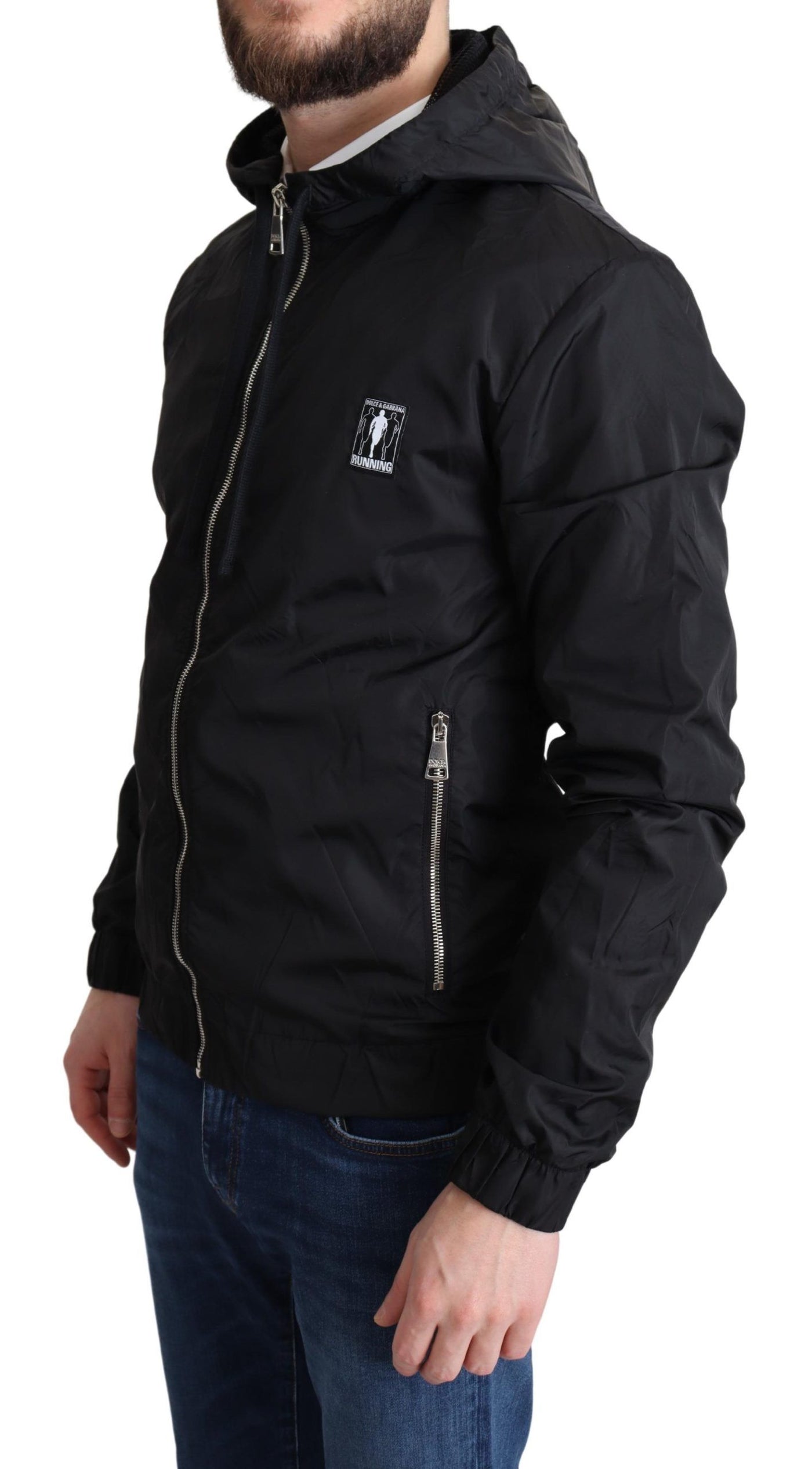 Black Windbreaker Hooded Sweater Jacket