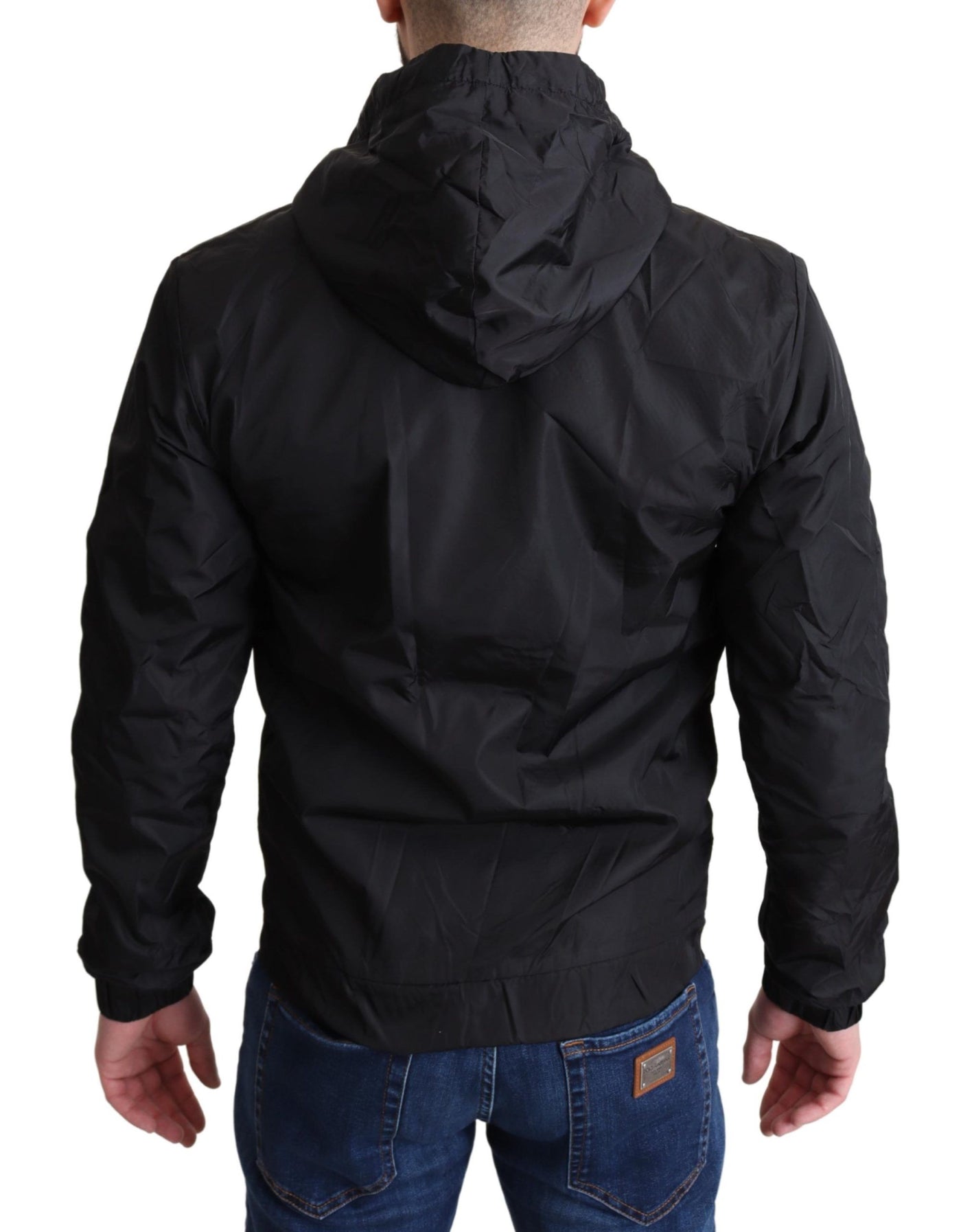 Black Windbreaker Hooded Sweater Jacket