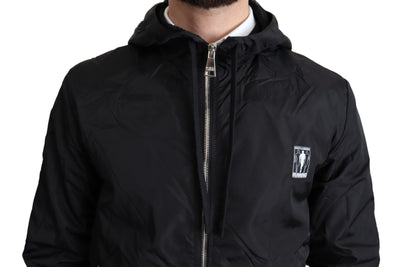 Black Windbreaker Hooded Sweater Jacket