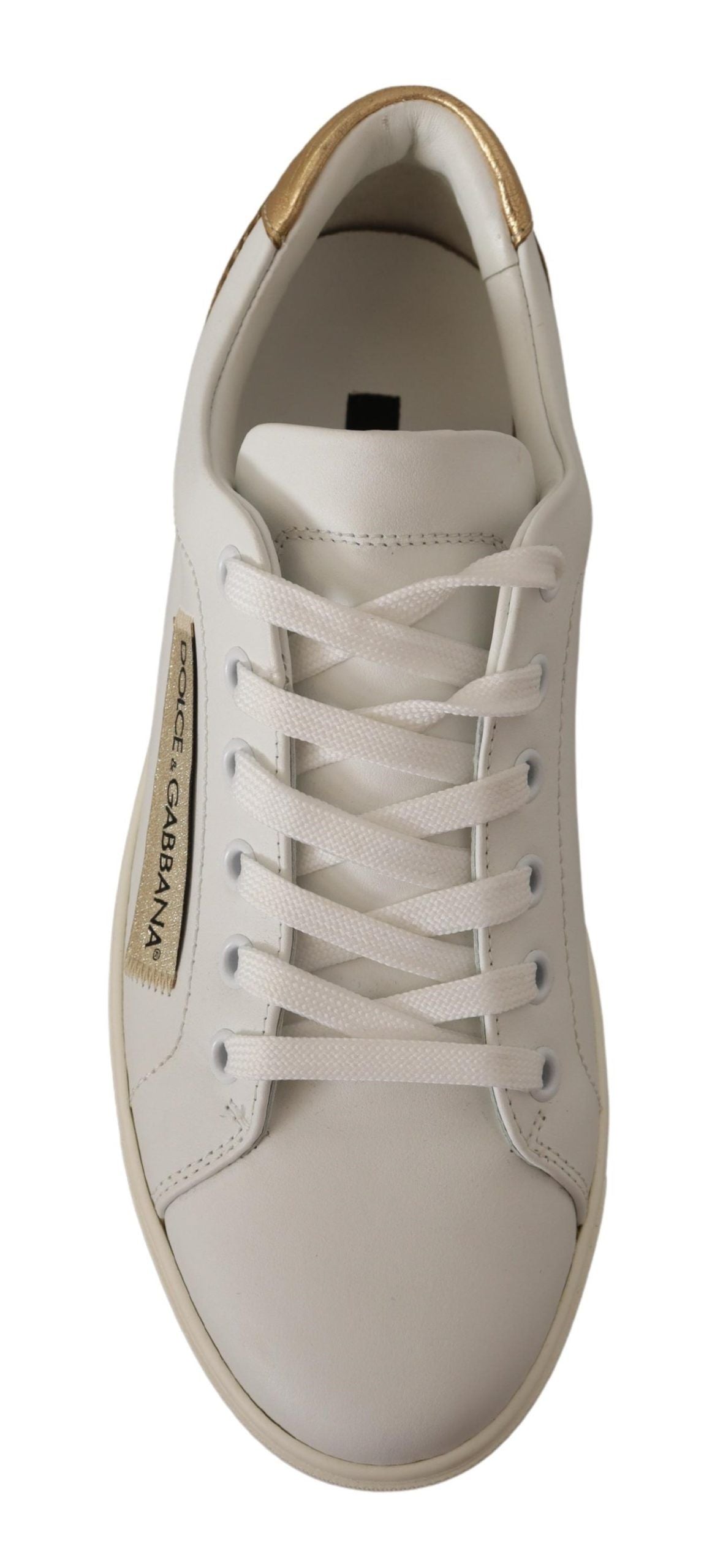 White Gold Leather Low Top Sneakers