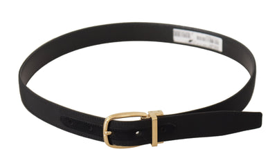 Black Canvas Leather Gold Metal Buckle Belt