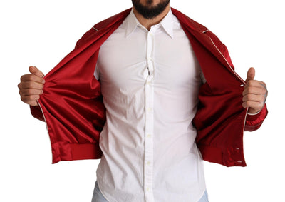 Red Silk Button DG Logo Bomber Jacket