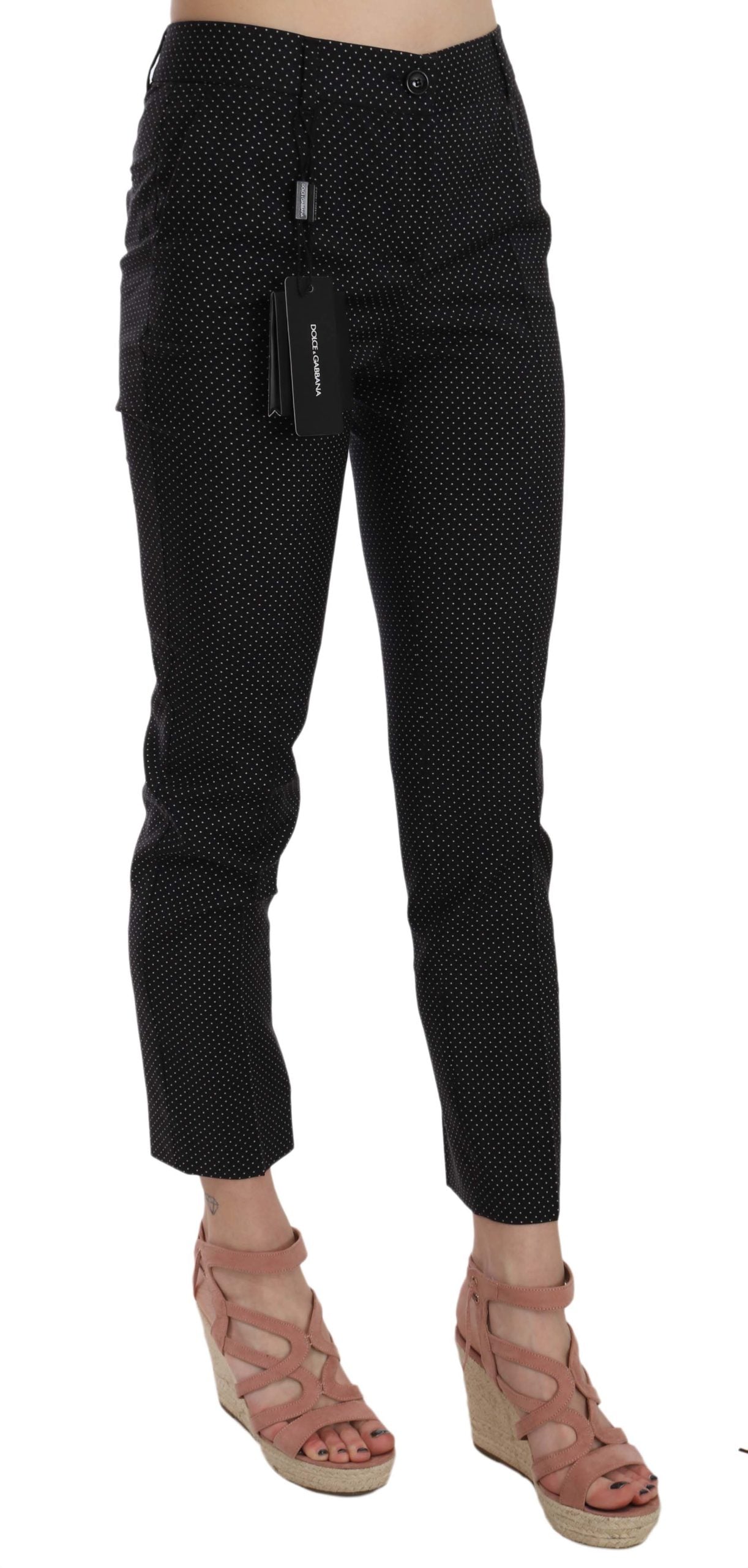 Polka Dot Slim Capri Trousers Tapered Pants