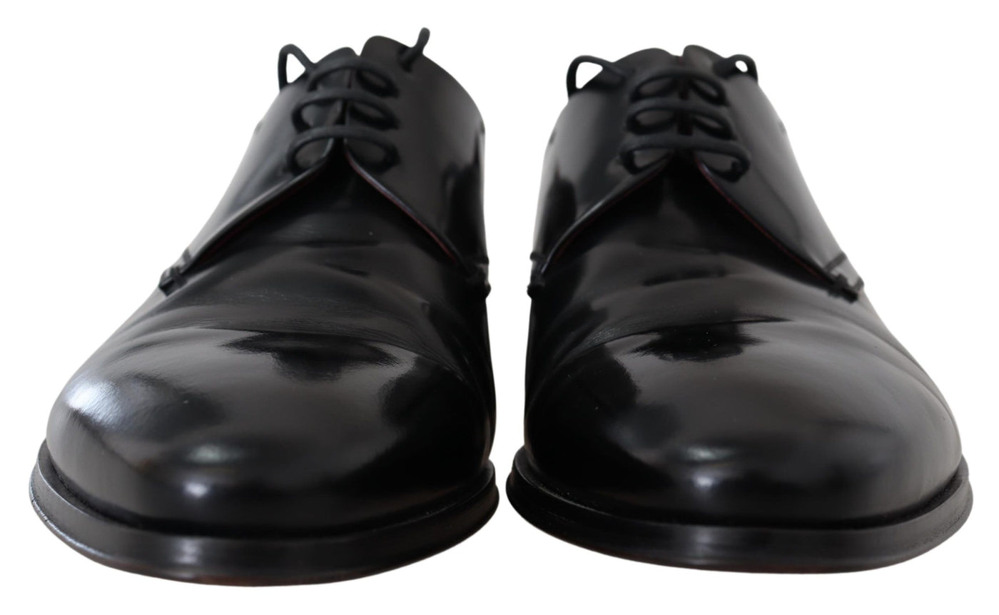 Black Leather Lace Up Men Dress Derby Shoes