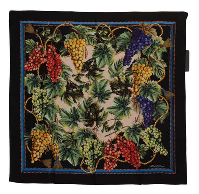 Multicolor Silk Grapes Print Square Scarf