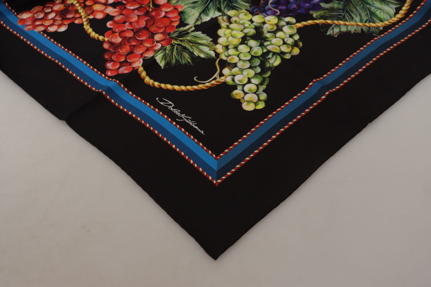 Multicolor Silk Grapes Print Square Scarf