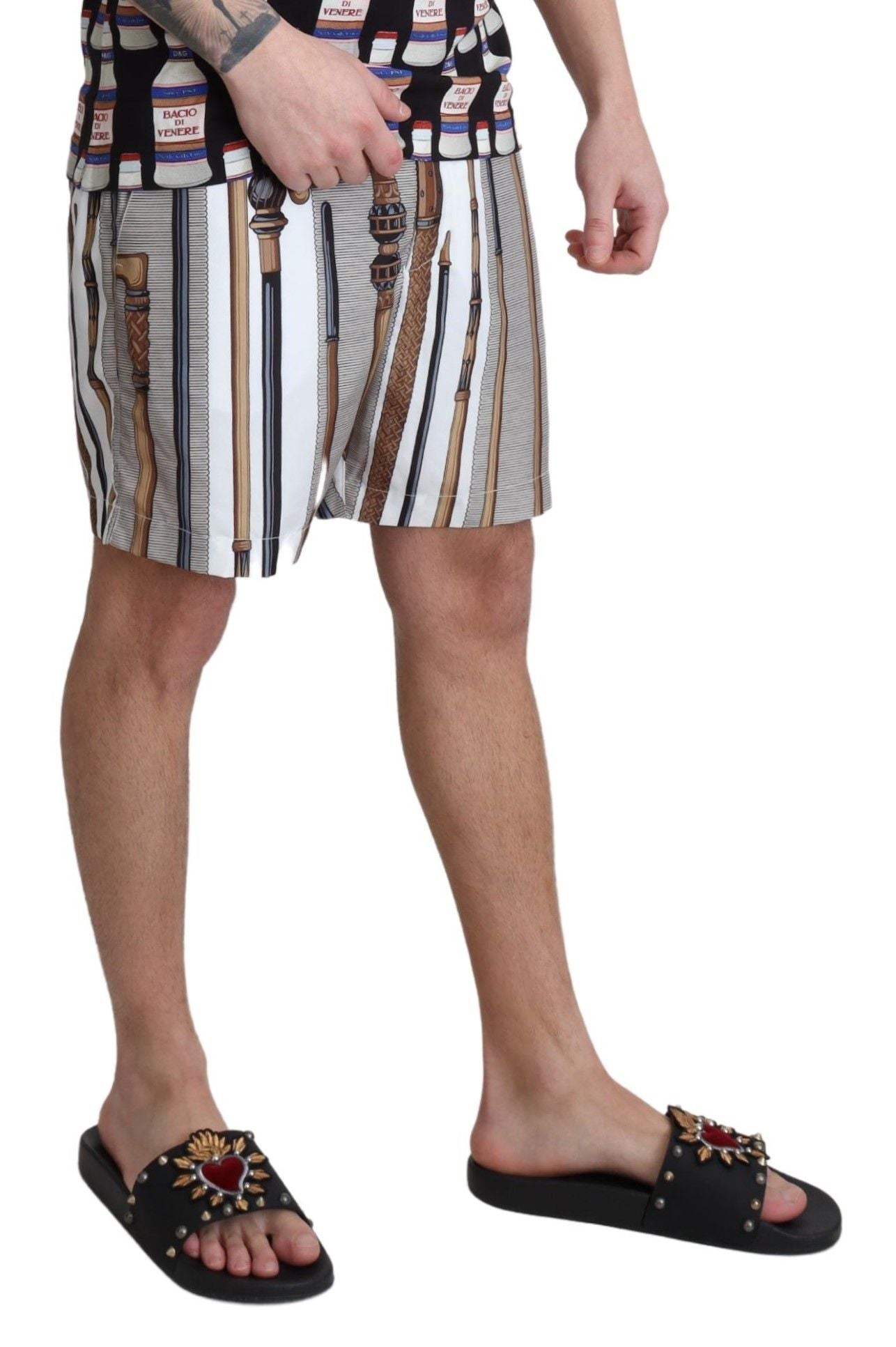 White Walking Stick Beachwear Shorts Swimshorts