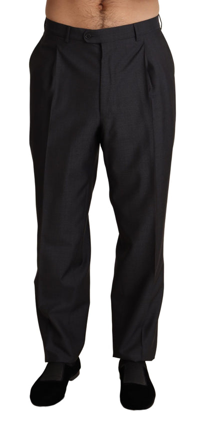 Gray Wool Blend Formal Trousers Pants